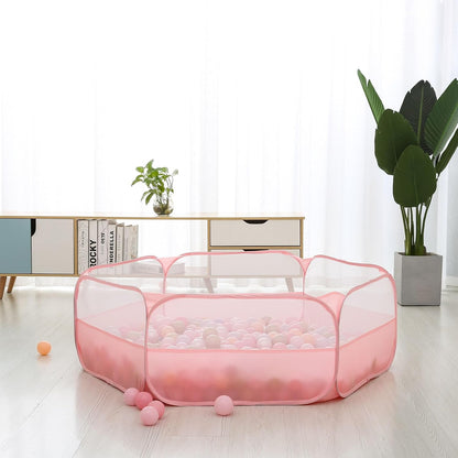 Foldable Ball Pit for Toddlers, Large Pop Up Ball Pits Kids Play Tent Crawl Playpen Ball Pool Playhouse Playpen with Storage Bag, for Boys Girls Dogs Cats Ferrets Indoor Outdoor, Light Pink