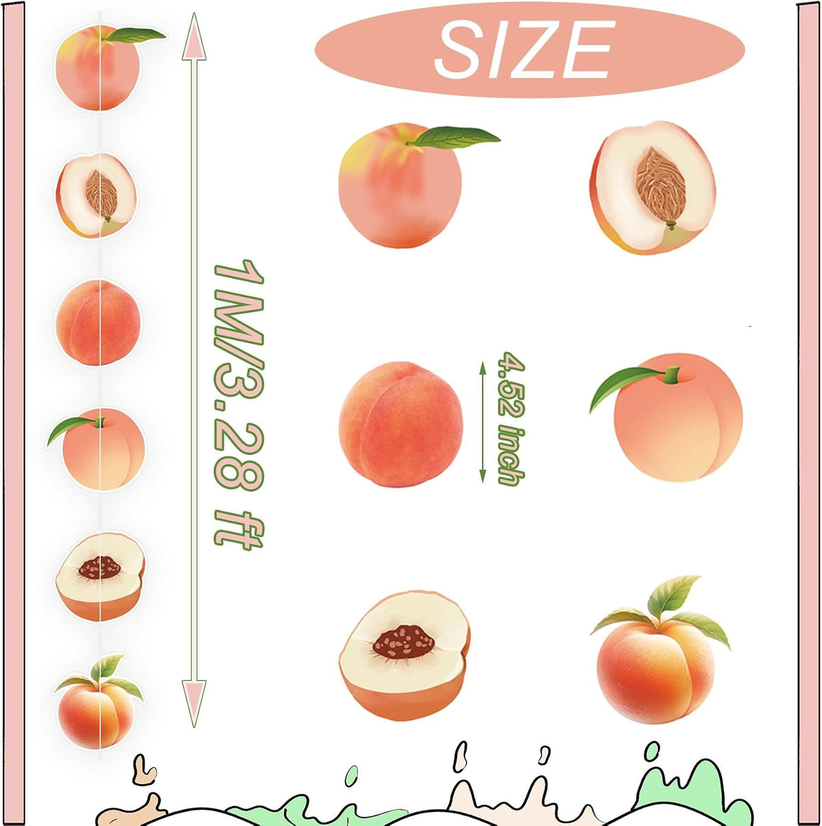 6 Packs Peach Hanging Decorations Garlands Cute Juicy Peach Baby Shower 2nd Birthday Fruit Birthday Party Decor Favors Supplies Paper Hanging Cutouts Banner