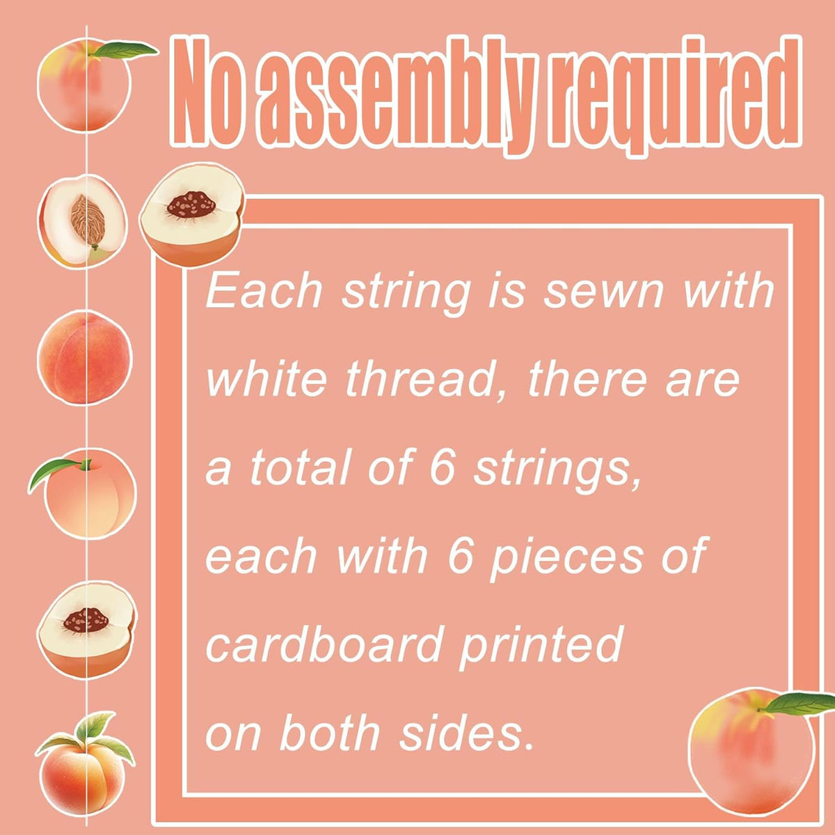 6 Packs Peach Hanging Decorations Garlands Cute Juicy Peach Baby Shower 2nd Birthday Fruit Birthday Party Decor Favors Supplies Paper Hanging Cutouts Banner
