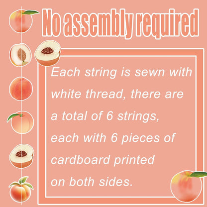 6 Packs Peach Hanging Decorations Garlands Cute Juicy Peach Baby Shower 2nd Birthday Fruit Birthday Party Decor Favors Supplies Paper Hanging Cutouts Banner