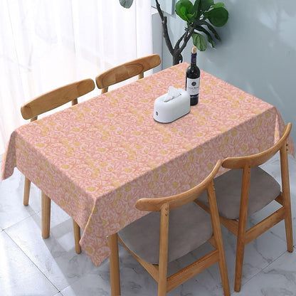 Light Pink Flower Victorian Rectangle Tablecloth, Drop Shapes Table Cloth Dining Table Cover for Kitchen Restaurant Party Buffet Picnic, 52x70 Inch