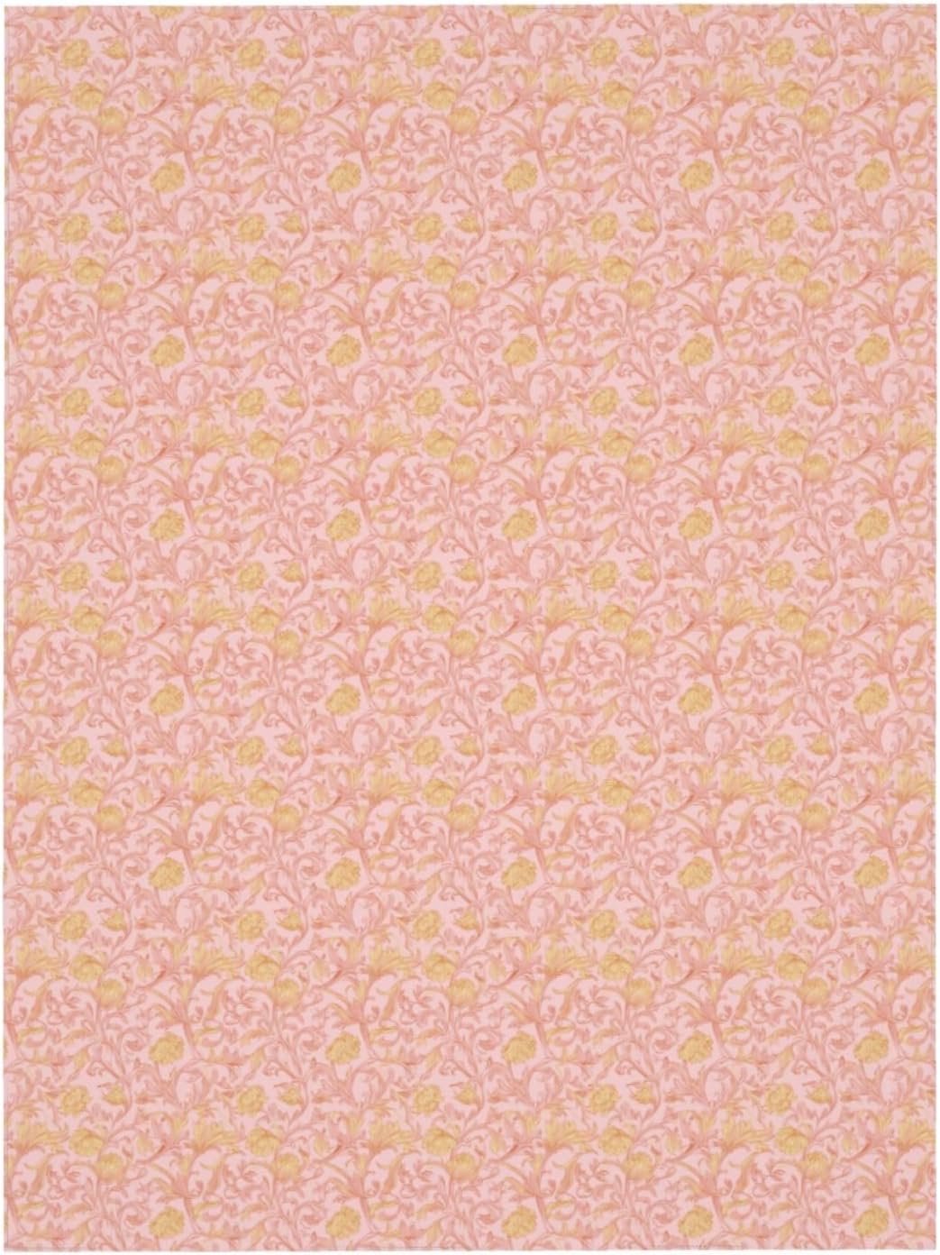 Light Pink Flower Victorian Rectangle Tablecloth, Drop Shapes Table Cloth Dining Table Cover for Kitchen Restaurant Party Buffet Picnic, 52x70 Inch