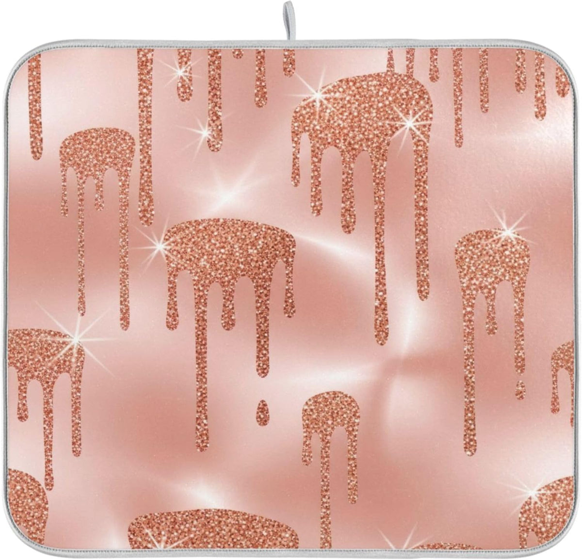 Rose Gold Pink Dishes Drying Mats Cute Quick-dry Print Countertop Heat Pad Kitchen Counter Dishes Mats, 18" x 24"