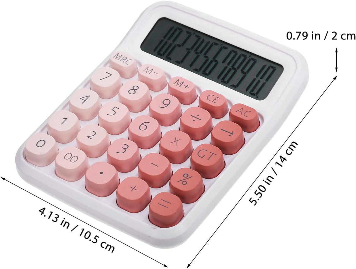 Mechanical Switch Calculator Pink Desktop Calculator with Big Buttons 12 Digits Large LCD Display Aesthetic for Home Office School