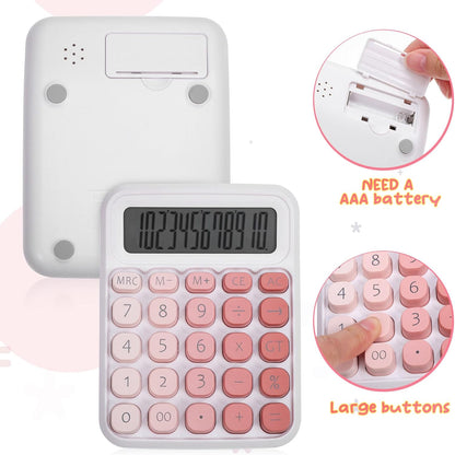 Mechanical Switch Calculator Pink Desktop Calculator with Big Buttons 12 Digits Large LCD Display Aesthetic for Home Office School