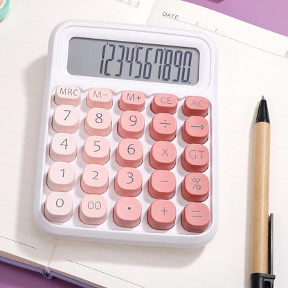 Mechanical Switch Calculator Pink Desktop Calculator with Big Buttons 12 Digits Large LCD Display Aesthetic for Home Office School