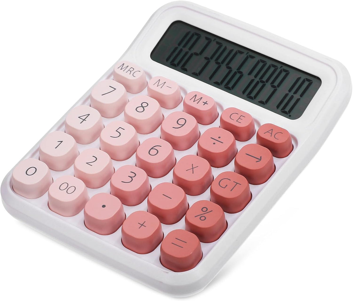 Mechanical Switch Calculator Pink Desktop Calculator with Big Buttons 12 Digits Large LCD Display Aesthetic for Home Office School