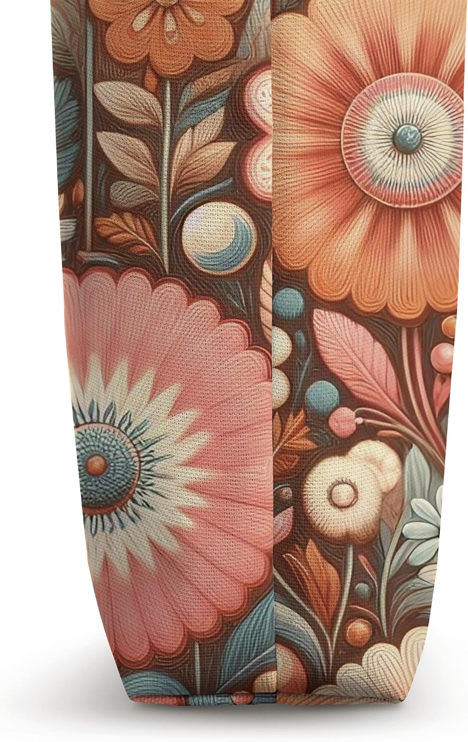 Retro Flowers Meadow Floral Groovy 70s Peach Pink Tote Bag