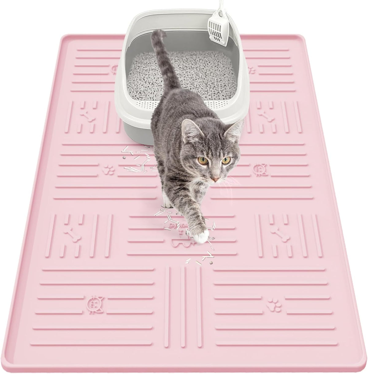 Silicone Cat Litter Mat, 34" X 25" Litter Box Mat, Pink