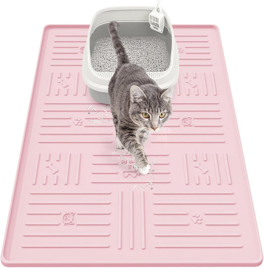 Silicone Cat Litter Mat, 34" X 25" Litter Box Mat, Pink