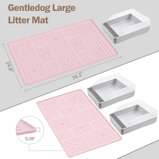 Silicone Cat Litter Mat, 34" X 25" Litter Box Mat, Pink