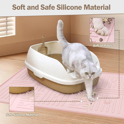 Silicone Cat Litter Mat, 34" X 25" Litter Box Mat, Pink