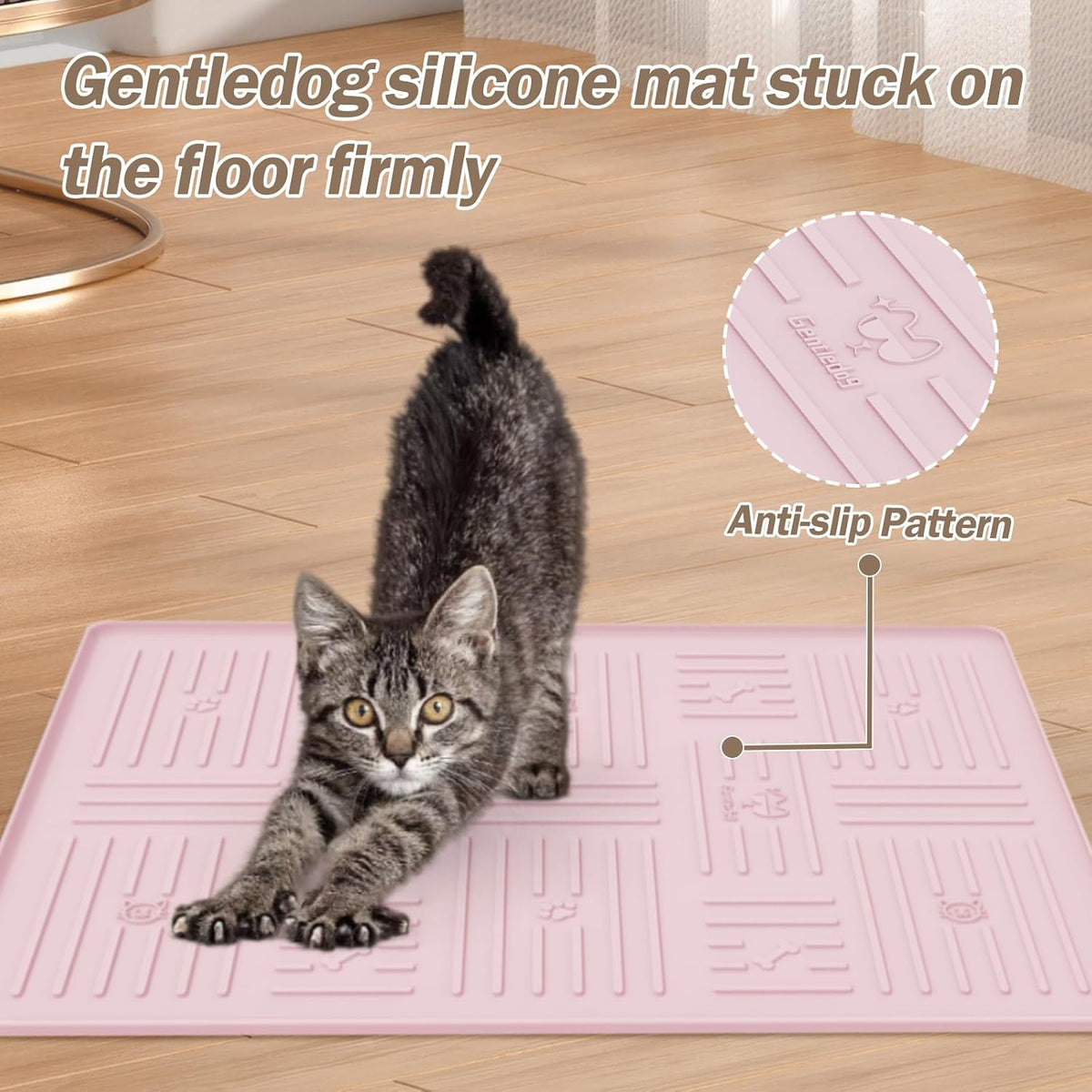 Silicone Cat Litter Mat, 34" X 25" Litter Box Mat, Pink