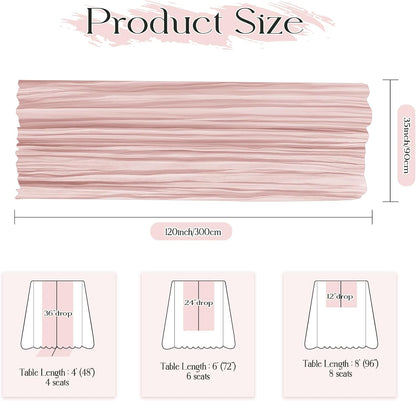 3 Pack Dusty Pink Cheesecloth Table Runner 35" x 120"