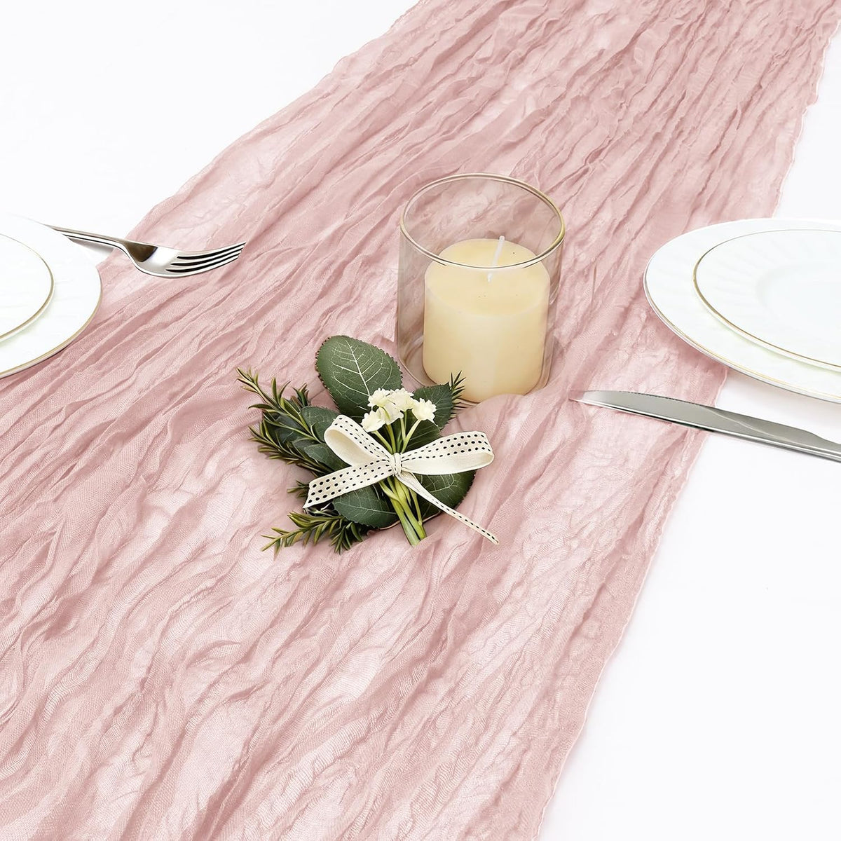 3 Pack Dusty Pink Cheesecloth Table Runner 35" x 120"