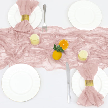 3 Pack Dusty Pink Cheesecloth Table Runner 35" x 120"