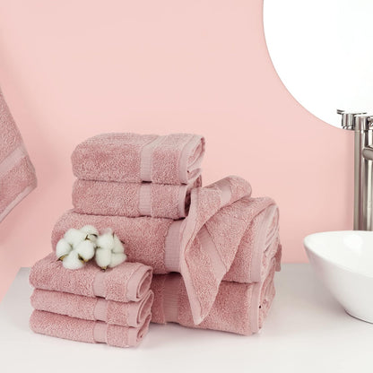 100% Cotton 8-Piece Towel Set, Pink