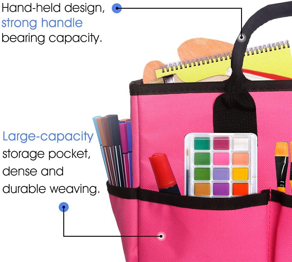 Art Craft Organizer Tote Bag, Desktop Tote and Organizer Pink