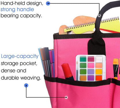 Art Craft Organizer Tote Bag, Desktop Tote and Organizer Pink