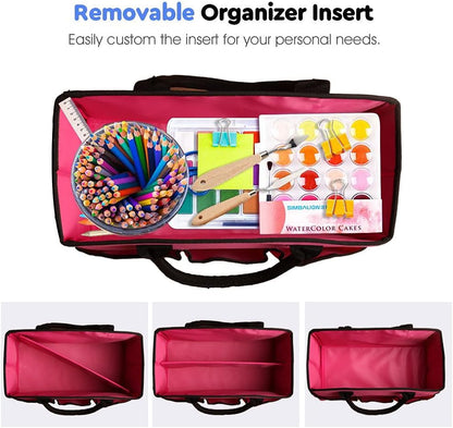Art Craft Organizer Tote Bag, Desktop Tote and Organizer Pink