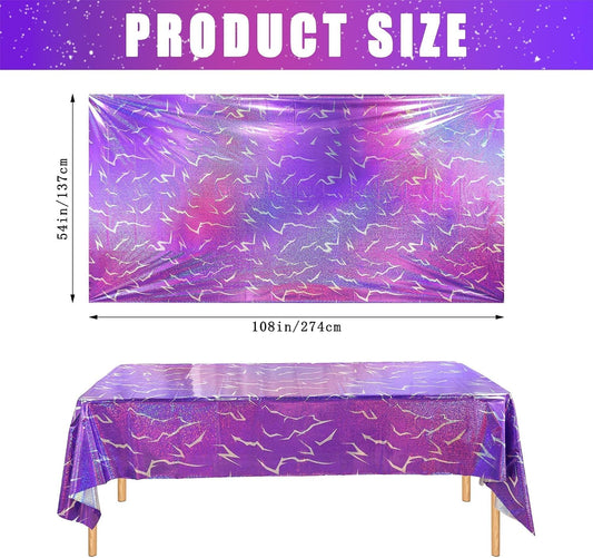 Demon Hunters Birthday Party Tablecloth Decorations, 3 Pink Purple Demon Energy Pattern Grad 108×54in Tablecover Sparkling Holographic Laser Korean Idol Movie Decor for Kids’Party Birthday Baby Shower