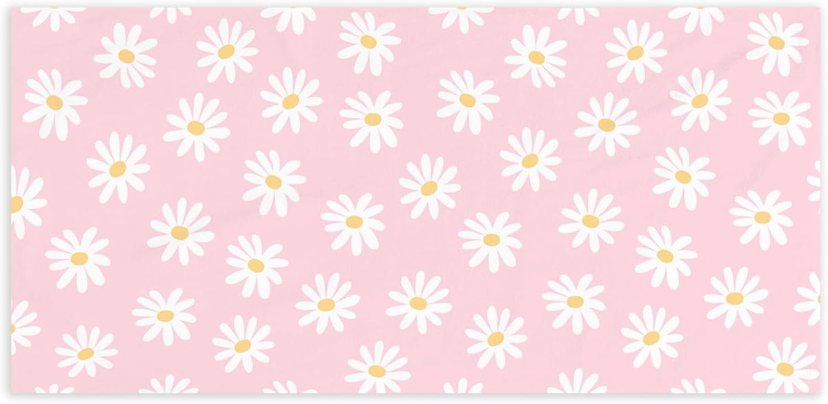 Pink Daisy Flower Beach Towel - Pink Wildflower Pool Towels Microfiber Absorb Water Travel Towels 60x30 Inches for Bathroom Gym, Spring Floral Botanical Plant Pool Towels