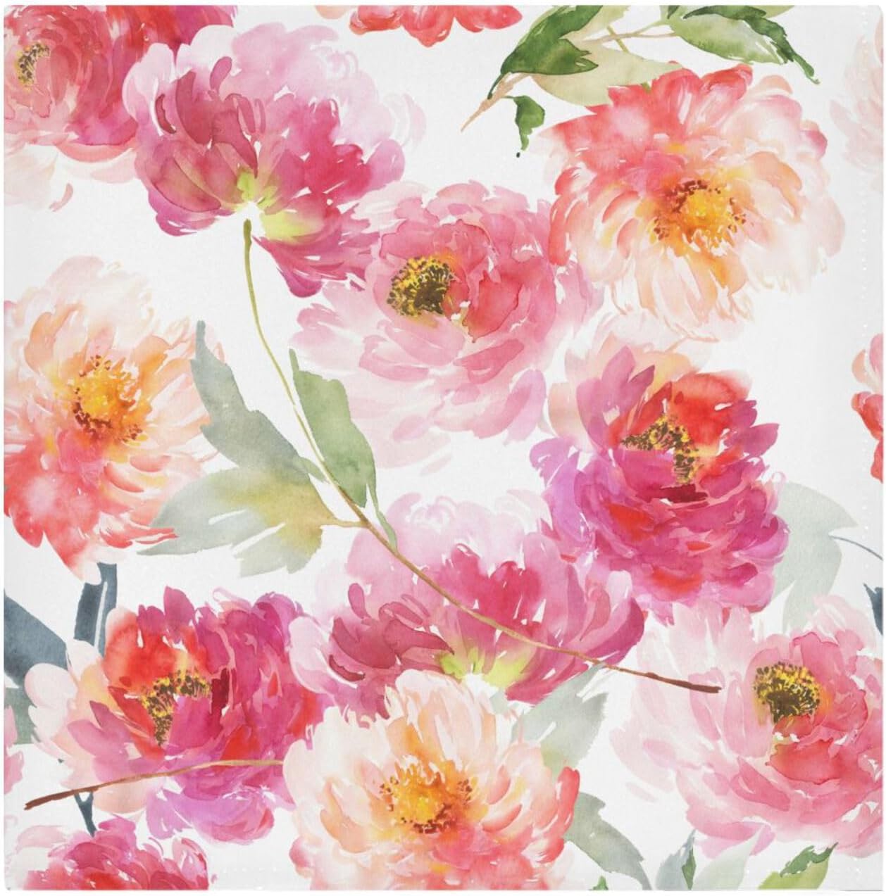 Pink Floral Cloth Napkins 20 X 20 Inch, Table Dinner Washable Napkins Set Polyester for Party Dinner Decoration,Set of 6