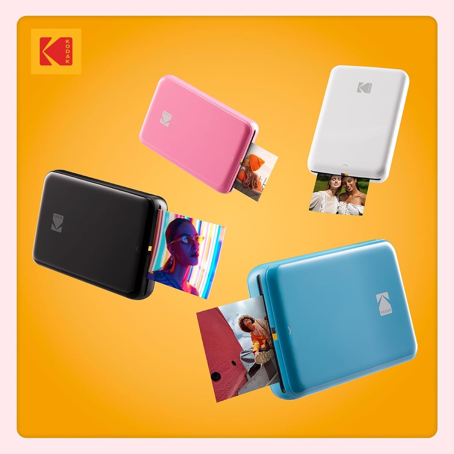 KODAK Step Instant Smartphone Photo Printer, Portable Mini Color Wireless Mobile Printer, Zink 2x3” (5.1x7.5 cm) Sticky-Back Photos Pink (Renewed)