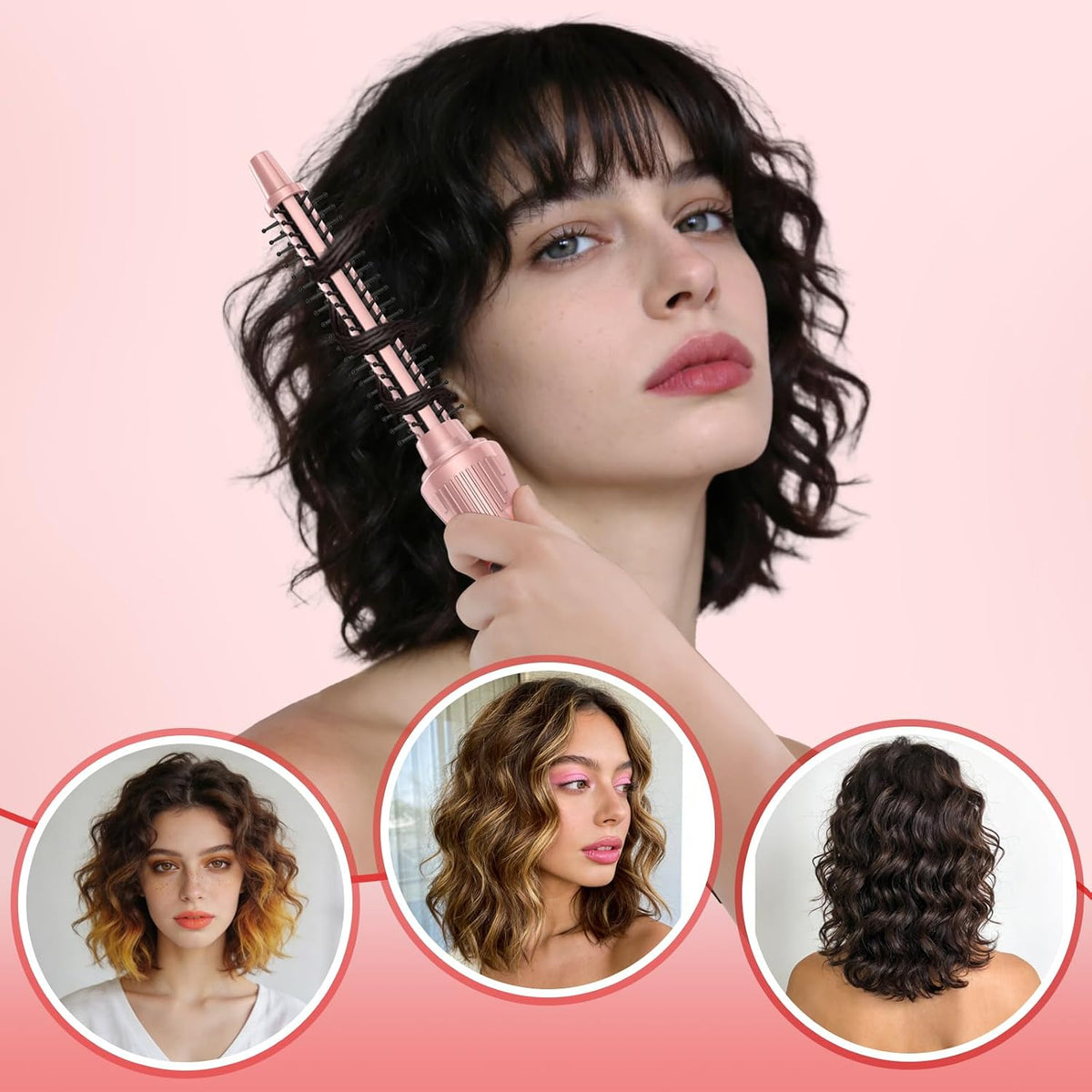 Heated Round Brush, Ceramic Tourmaline Ion 1/2 inch Curling Iron