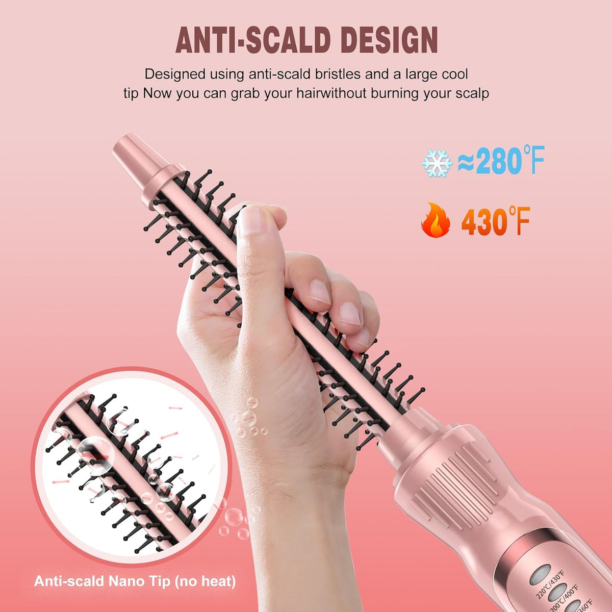 Heated Round Brush, Ceramic Tourmaline Ion 1/2 inch Curling Iron