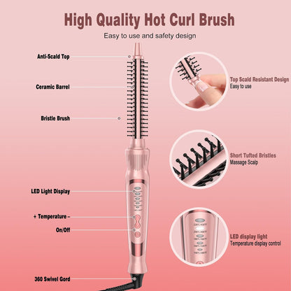 Heated Round Brush, Ceramic Tourmaline Ion 1/2 inch Curling Iron