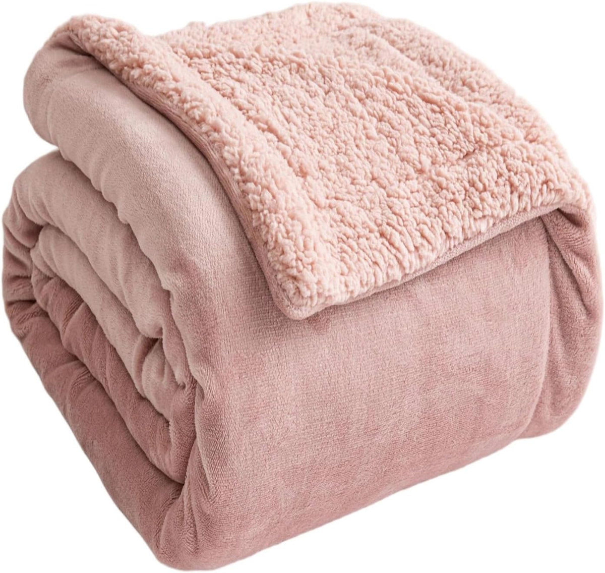 Sherpa Throw Blanket for Couch Sofa, Super Soft Cozy Fuzzy Plush Fleece Reversible Thick Warm Blanket for Winter, Bed, Pink Solid 50 * 60 Inch