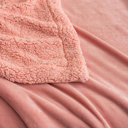 Sherpa Throw Blanket for Couch Sofa, Super Soft Cozy Fuzzy Plush Fleece Reversible Thick Warm Blanket for Winter, Bed, Pink Solid 50 * 60 Inch