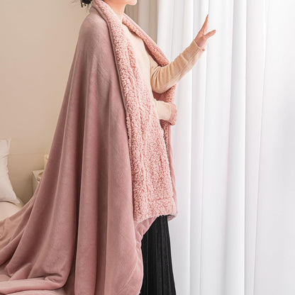 Sherpa Throw Blanket for Couch Sofa, Super Soft Cozy Fuzzy Plush Fleece Reversible Thick Warm Blanket for Winter, Bed, Pink Solid 50 * 60 Inch