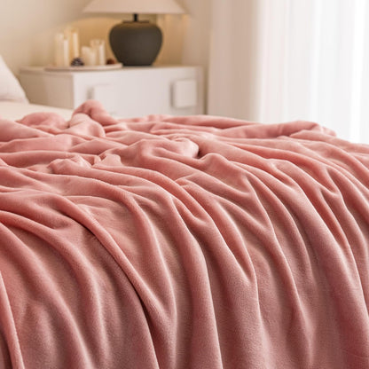 Sherpa Throw Blanket for Couch Sofa, Super Soft Cozy Fuzzy Plush Fleece Reversible Thick Warm Blanket for Winter, Bed, Pink Solid 50 * 60 Inch