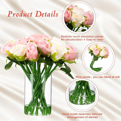 72 Heads Pink Artificial Rose Flower 6 Bouquet Wedding Decor