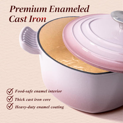 Heart Shaped Dutch Oven, Enameled Cast Iron, 2 Qt Pink