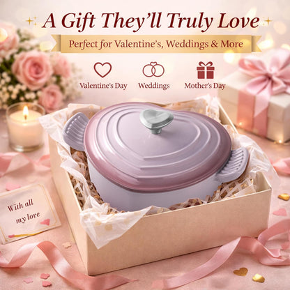 Heart Shaped Dutch Oven, Enameled Cast Iron, 2 Qt Pink