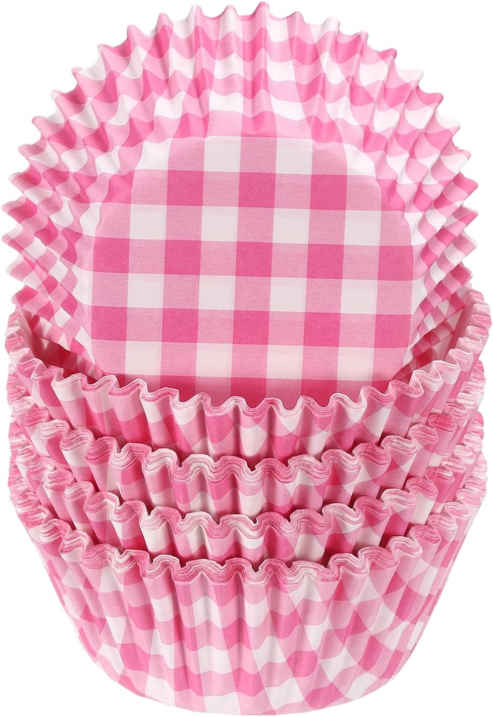 100 Count Cupcake Liners Cupcake Cups Standard Size Muffins Liners Papers Baking Cups Wrappers Greaseproof for Party Wedding, Pink Grid