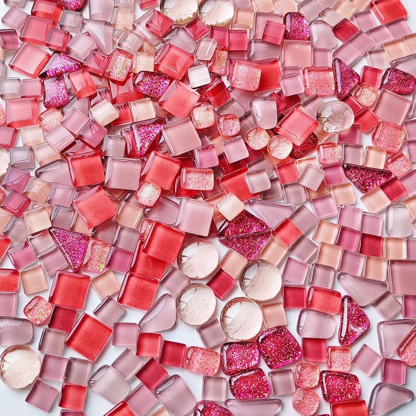 1.1 Lb Irregular Crystal Glass Mosaic Tiles, Pink Mosaic Tiles for Crafts Bulk, Mosaic Making, Decoration, and More