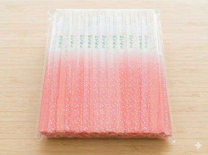 Disposable Wooden Chopsticks – 100 Pairs, 8 Inches. Individually Wrapped in Pink Gradient Paper Sleeves with Japanese Text – Eco-Friendly, Smooth Finish, Ideal for Sushi, Ramen, and Takeout