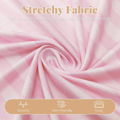 Short Robes for Women, Striped Lightweight Kimono Bathrobe for Spa