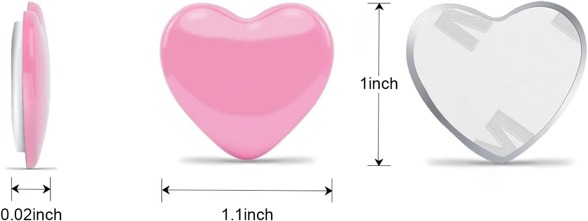 Heart Metal Car Emblem Stickers (4-Pack) - 1.1" Chrome Pink Adhesive Badges for Auto Exterior, Truck Tailgate, Vehicle Number Decoration - Waterproof Automotive Grade Stickers (Pink)