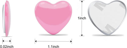 Heart Metal Car Emblem Stickers (4-Pack) - 1.1" Chrome Pink Adhesive Badges for Auto Exterior, Truck Tailgate, Vehicle Number Decoration - Waterproof Automotive Grade Stickers (Pink)