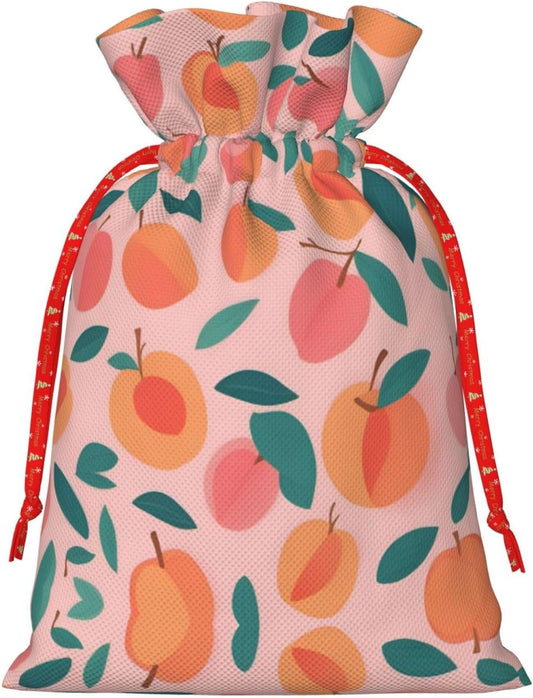 MDATT Pink Peach Pattern Seamless Pattern Drawstring Gift Bags,5 X 7 Inch Goodie Bags For Wedding Party,Christmas Birthday Halloween Decor