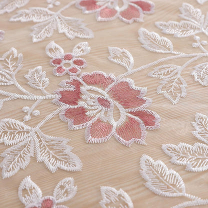 Retro Round Lace Tablecloth,36 Inch,White with Pink Flora