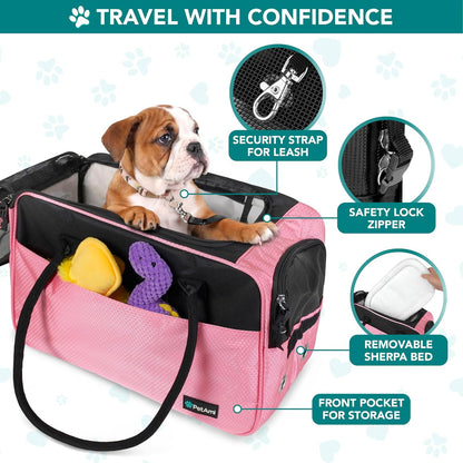 Small Dog Purse Carrier with Pockets, Airline Approved, Pink