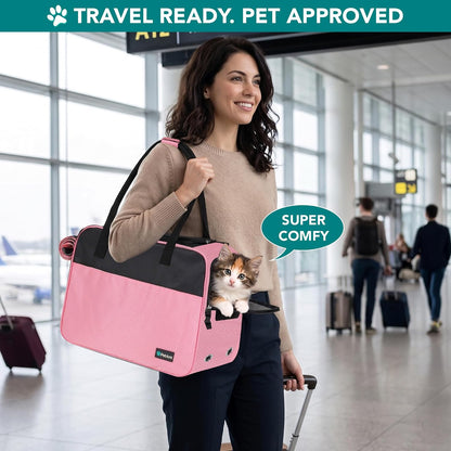 Small Dog Purse Carrier with Pockets, Airline Approved, Pink