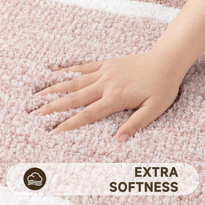 Bathroom Rugs Set 5 Piece, Non Slip Microfiber Bath Mat, Dusty Pink