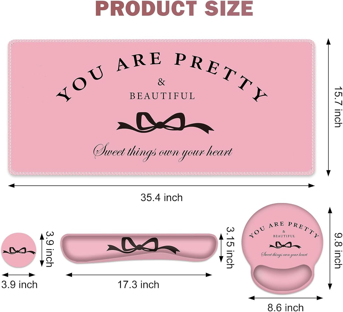 Gaming Mouse Pad, Large Desk Mat, 4in1 XXL Mousepad Cute Desk Pad Protector